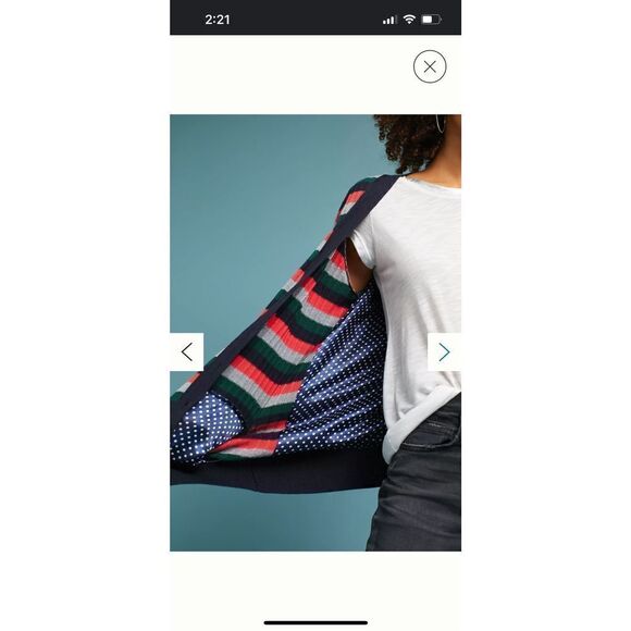 Anthropologie Moth Jamison Striped Cardigan Sweater Large - Picture 2 of 5